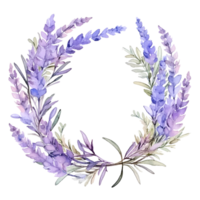 Ai generated watercolor lavender flowers wreath png