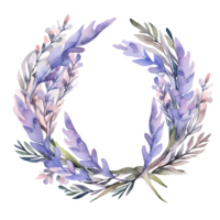 Ai generated watercolor lavender flowers wreath png