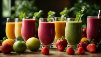 Healthy fruit and vegetable smoothies. Ai Generated photo