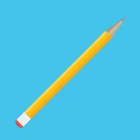 Pencil flat isolated. Vector pencil icon, illustration of school pencil tool for education