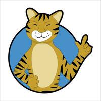 Tiger sticker icon avatar. Vector zoo wild cartoon animal illustration