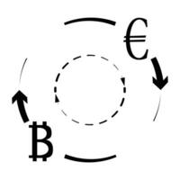 Convert Euro Bitcoin symbol. Crypto exchange currency, vector btc transfer to eur. Vector illustration