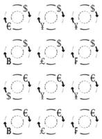 moneda intercambiar y conversión íconos de colocar. vector de intercambiar icono, símbolo dinero intercambio, cambio y permuta, dar y tomar ilustración