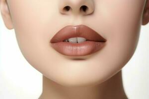 Woman full lips mouth. Generate Ai photo