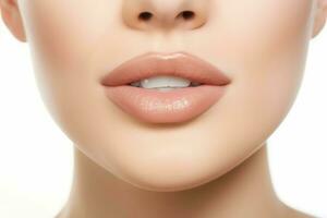 Woman full lips face. Generate Ai photo