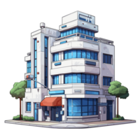 Ai generated isometric building with a tree and a car on the street png