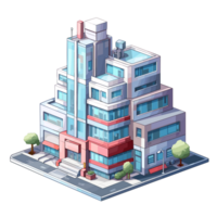 Ai generated isometric building with a tree and a car on the street png