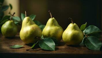 pears with leaf. Ai Generated photo