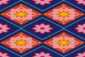 Abstract ethnic aztec geometric pattern design for background.Ethnic ikat geometric pattern for vibrant color.Colorful geometric embroidery for textiles,fabric,clothing,background,batik,knitwear vector