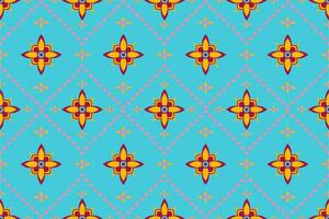 Aztec geometric pattern for vibrant color.Damask style pattern for textile and decoration.Ethnic abstract ikat.Seamless pattern in tribal.Native aztec boho vector design.