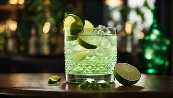 A classic gin and lime cocktail. Ai Generated photo