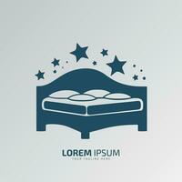 Minimal or abstract room bed logo vector icon silhouette isolated on black background