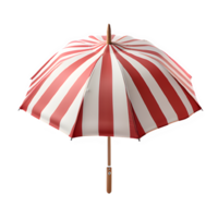 red and white striped umbrella isolated on transparent background, cut out umbrella png ,generative ai