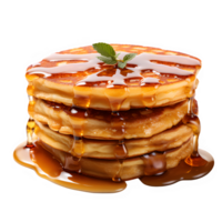 Honey Pancakes isolated on transparent background ,sweet pancake cut out png ,generative ai