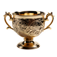 golden cup trophy isolated on transparent background ,award trophy cut out png ,generative ai