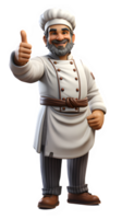 cartoon illustration of chef posing with thumbs up isolated on transparent background ,generative ai png