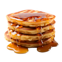 Honey Pancakes isolated on transparent background ,sweet pancake cut out png ,generative ai