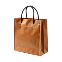 brown paper bag isolated on transparent background ,brown cardboard handbag cut out png ,generative ai