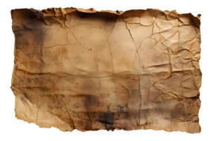 shabby and torn old paper isolated on transparent background ,torn old paper cut out png ,generative ai