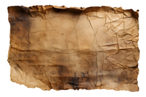 shabby and torn old paper isolated on transparent background ,torn old paper cut out png ,generative ai