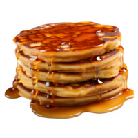 Honey Pancakes isolated on transparent background ,sweet pancake cut out png ,generative ai