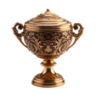 golden Tasse Trophäe isoliert auf transparent Hintergrund ,vergeben Trophäe Schnitt aus png ,generativ ai