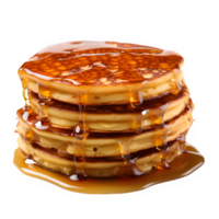 Honey Pancakes isolated on transparent background ,sweet pancake cut out png ,generative ai