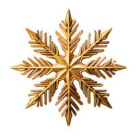 golden snowflake isolated on transparent background ,christmas ornament cut out png ,generative ai