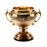 dourado copo troféu isolado em transparente fundo ,prêmio troféu cortar Fora png , generativo ai