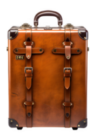 vintage brown leather suitcase isolated on transparent background ,generative ai png