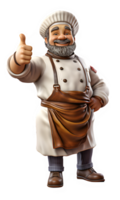 cartoon illustration of chef posing with thumbs up isolated on transparent background ,generative ai png