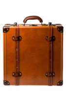 vintage brown leather suitcase isolated on transparent background ,generative ai png