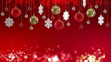 rosso oro Natale palla con splendore bokeh sfondo video