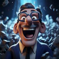 3D happy feelings character man screen with mouths as if everything happening in front of me photo