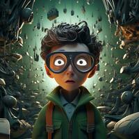 3D happy feelings character man screen with mouths as if everything happening in front of me photo