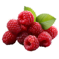 fresh red raspberry fruit cut out isolated on transparent background png ,generative ai