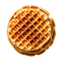 round waffle cut out isolated on transparent background png ,top view ,generative ai