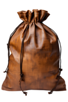 brown vintage pouch isolated on transparent background ,Gunny sack cut out png ,generative ai