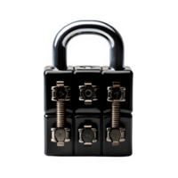 iron padlock isolated on transparent background ,padlock cut out png ,generative ai