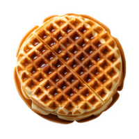 round waffle cut out isolated on transparent background png ,top view ,generative ai