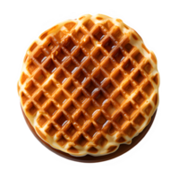 round waffle cut out isolated on transparent background png ,top view ,generative ai