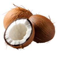 kokosnoot fruit geïsoleerd Aan transparant achtergrond ,kokosnoot stukken besnoeiing uit PNG ,generatief ai