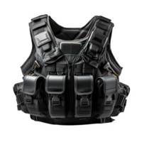 black bulletproof vest isolated on transparent background ,police vest armor png ,generative ai