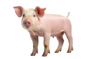 pink pig isolated on transparent background ,side view cute pig png ,generative ai