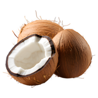 coconut fruit isolated on transparent background ,coconut pieces cut out png ,generative ai