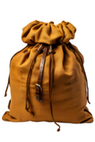 brown vintage pouch isolated on transparent background ,Gunny sack cut out png ,generative ai