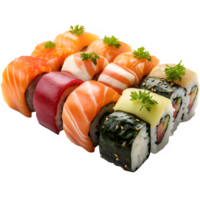 japanese sushi food isolated on transparent background ,Japanese sushi dish png ,generative ai