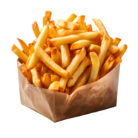 francese patatine fritte nel carta confezione isolato su trasparente sfondo ,Patata Fast food tagliare su png ,generativo ai