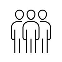 Three man icon. Simple outline style. People, team, person, group, friends, network, graphic, business concept. Thin line symbol. Vector illustration isolated.