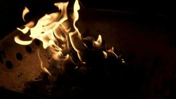 Holzkohle auf Feuer im draussen Grill Grillparty video